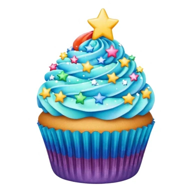 Rainbow starry galaxy cupcake sticker
