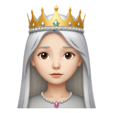 White silver straingt Long Haired Women, Queen with crown — soft expression sticker