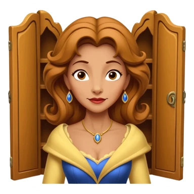 A middle-aged lady character from the fairy tale Beauty and the Beast — she was turned into a wardrobe and is around 40 years old. Based on the wardrobe’s original form, she has an anthropomorphic face. sticker