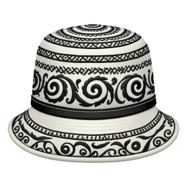 Tashkent style doppa hat with white background and black swirling patterns sticker