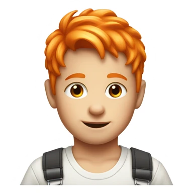 White guy with orange hair with bib that’s says jr with horns sticker