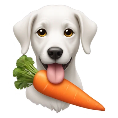 dog with carrot sticker