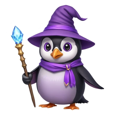 Purple wizard penguine sticker