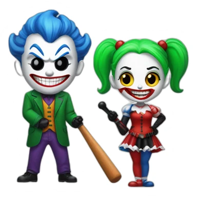 Joker and Harley Quinn with gum and baseball bat sticker
