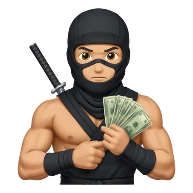 Ninja holding money sticker
