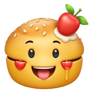 3D emoji of food with a first bite taken, symbolizing first bite achievement, cute and modern, soft lighting, glossy, isolated, no background
 sticker