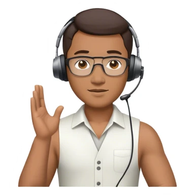 asian male movie director wear headset, torso sticker