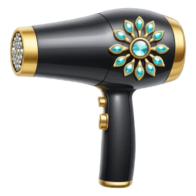 black blow dryer covered in jewelry sticker