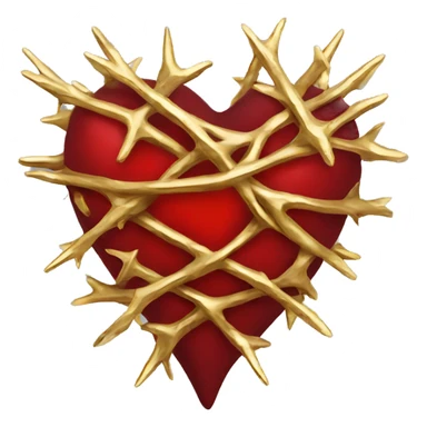 red heart gold thorns sticker