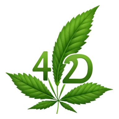 number 420 in focus with a green hemp leaf behind sticker