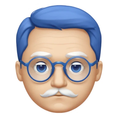 chauve cheveux blanc visage rond lunette gros sourcils sticker