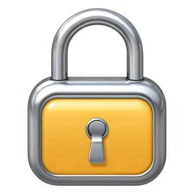 Chrome silver lock emoji, iOS emoji style, smooth metallic surface, rounded edges, reflective highlights, minimalistic sticker