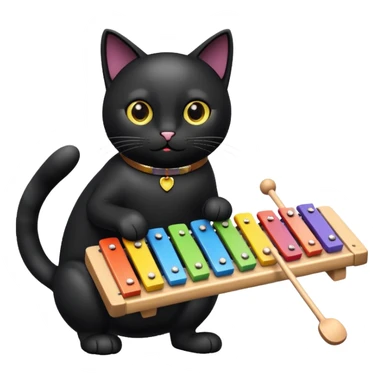 Black cat and xylophone  sticker