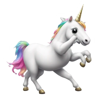 Dabbing unicorn standing on two feet sticker