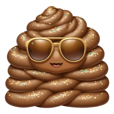 poop with glitter and sunglasses sticker