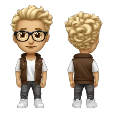 Garçon chocolat au lait cheveux bouclés glacee long  undercut et des lunette streetwear sticker