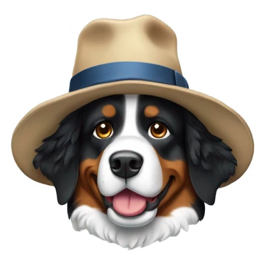 Bernese mountain dog wearing a hat sticker