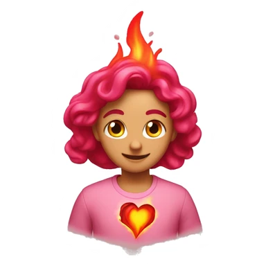 Corazón rosa con fuego sticker
