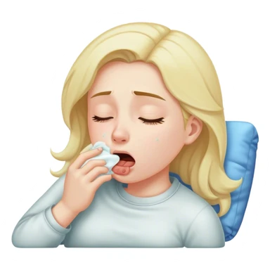 Girl laying down coughing  sticker