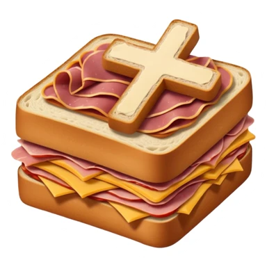 a sandwich with a cross on it sticker