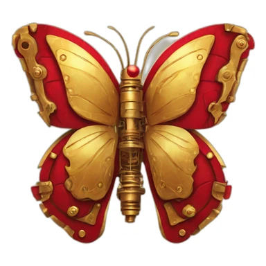 red and gold steampunk butterfly sticker