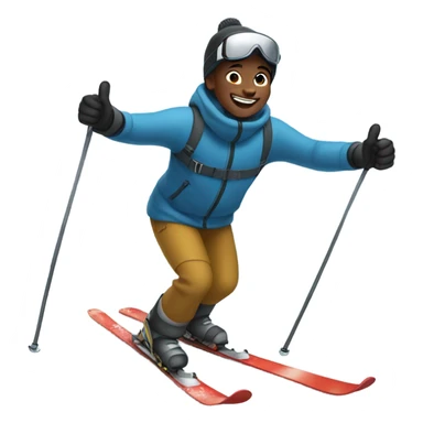 Black bald boy enjoying nature while skiing without hat sticker