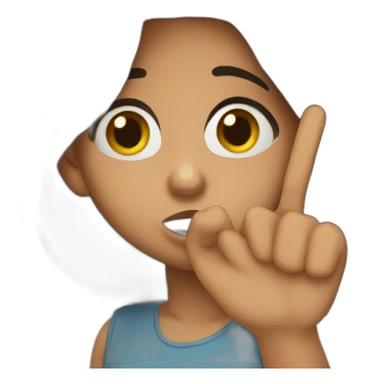 the girl points her finger at her mouth shh. sticker