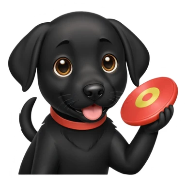 Black lab with frisbee sticker