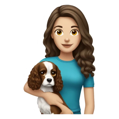 white brunette girl with dog cavalier  sticker