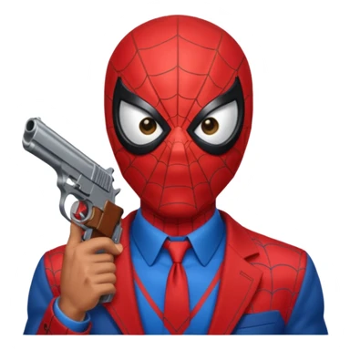 spiderman putting a pistol barrel in  sticker