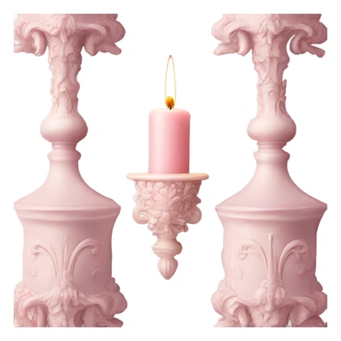 vintage rococo light pink candle sticker