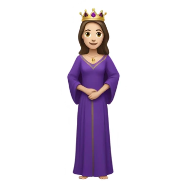 Caucasian long brunette woman wearing formal royal purple robes and a crown whose face shows love and adoration to the man she adores  sticker