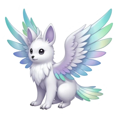  Iridescent white pale wings-ears, fakemon-creature  sticker