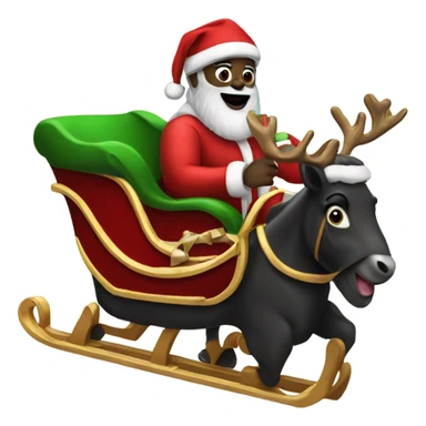 Black Santa on a sleigh  sticker
