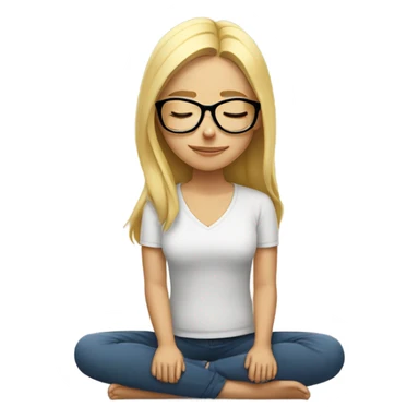 blonde girl in glasses with closed eyes meditating  sticker