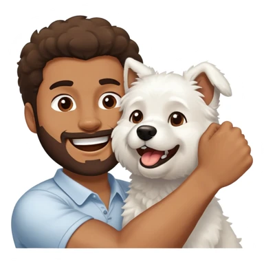 White fluffy dog punching Hispanic man sticker