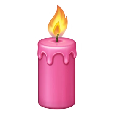 Draw a pink candle with a flame on it at an angle of 5 degrees from the horizontal. sticker
