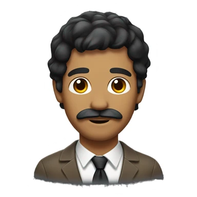 black haired tan man with mustache  sticker
