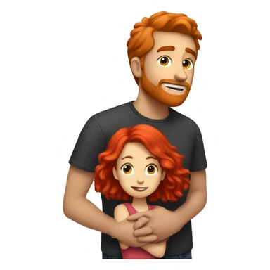 create a guy with red hair hugging a girl with red hair and he is taller than her sticker