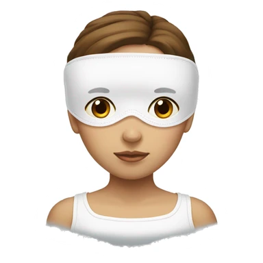 a girl with brown hair with a white sleep mask on top of her head sticker