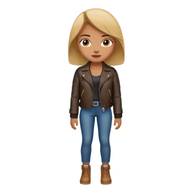 Girl in leather jocket, full body, different color sticker