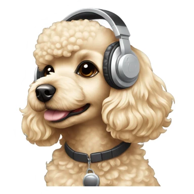 Blonde toy poodle with headphones on sticker