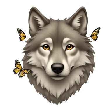 a wolf with butterflies sticker