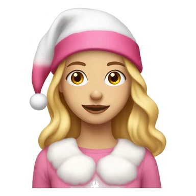 Teen girl with blonde hair and hazel eyes wearing a pink Santa hat  sticker