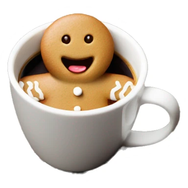 Gingerbread man sitting in white cup of coffee sticker