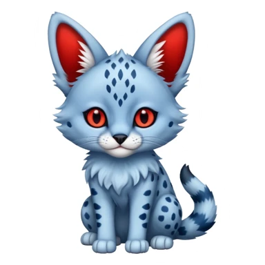 Blue serval with red eyes, full body sticker