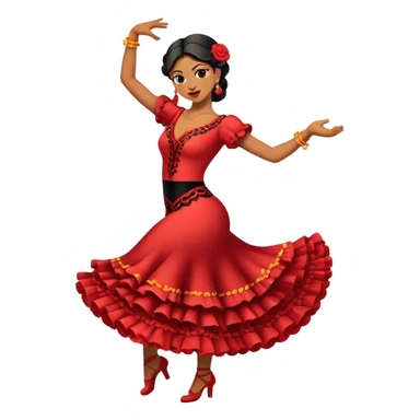Cinematic Realistic Flamenco Pop Culture Emoji, featuring an expressive portrayal of traditional Spanish dance rendered with dynamic textures and passionate, vibrant lighting. sticker