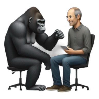 Gorilla meeting Steve Jobs sticker