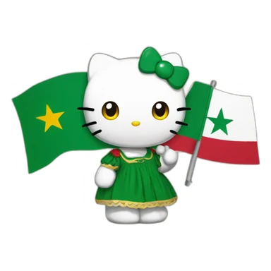 Hello kitty with an Algerian flag sticker