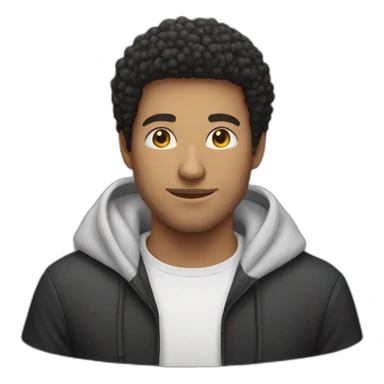 Caucasian man with an afro and stubble wearing black hoodie  sticker
